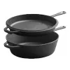 Black cast iron cookware set of 3 pieces, kitchen utensils for stewing, frying and stir-frying Item Picture